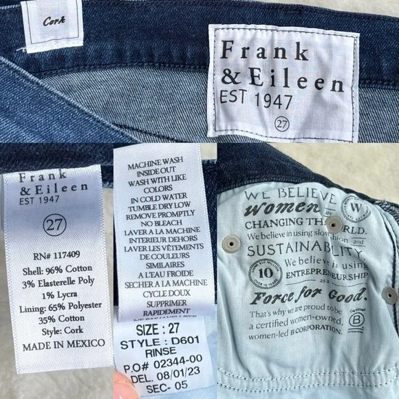 Frank & Eileen NWOT Everyday Cork Rinse Blue Cropped Raw Jeans 27 - Picture 9 of 10